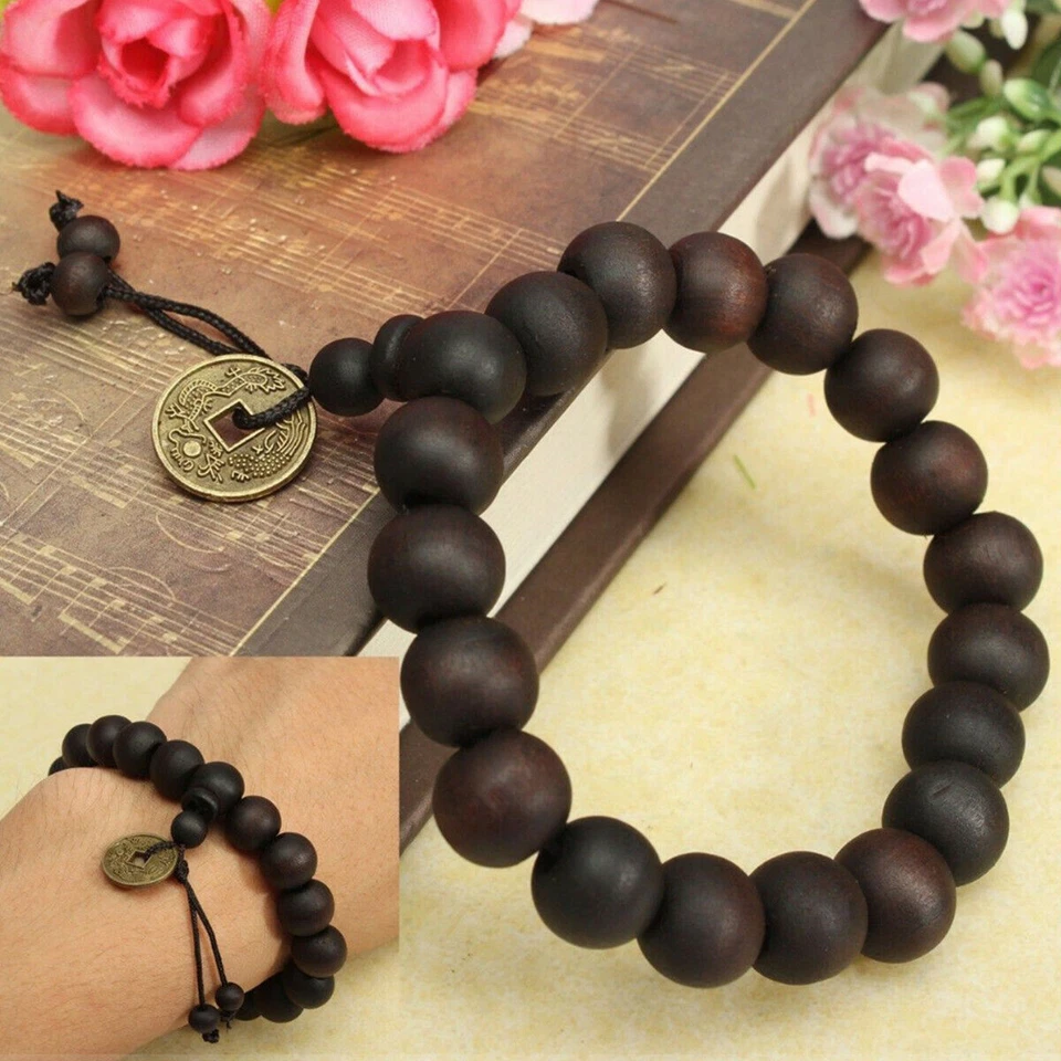 3pcs Wood Mala Buddha Buddhist Prayer Bead Tibet Bracelet Bangle Wrist Ornament