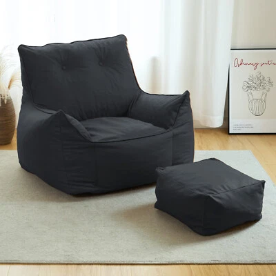 Sofá-cama confortável preguiçoso com otomano saco feijão gigante solteiro - Imagem 1 de 4