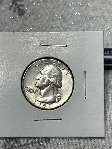 1957 P Washington Silver Quarter Uncirculated Free Shipping Cover