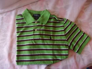 POLO RALPH LAUREN-SIZE MEDIUM(10-12) GREEN STRIPED POLO SHIRT FOR BOYS - Picture 1 of 2
