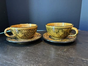 Le Souk Pair Of Oversized Handpainted Cups And Saucers - Picture 1 of 13