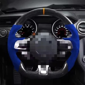 Volante de fibra de carbono real para Ford F150 F250 Raptor 2015+ azul Alcantara - Imagen 1 de 8