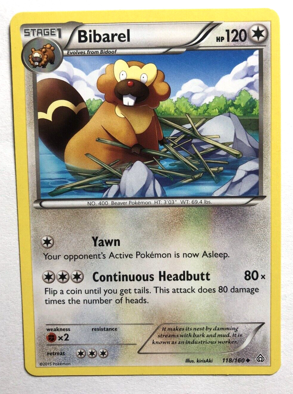 Bibarel 118/160 XY Primal Clash Pokemon Regular Uncommon NEAR MINT NM