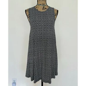 Ann Taylor LOFT Womens Black White Geometric Sleeveless Tank Flowy Dress XS NEW - Picture 1 of 6