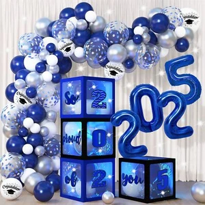 141Pcs Graduation Party Decorations 2025 Balloon Boxes Blue and Sliver Balloo... - Picture 1 of 7