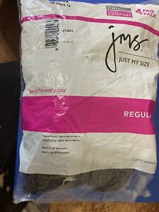 Just My Size JMS 4 Pack/ Pairs Pantyhose Off Black Size 3X Reinforced Toe Reg.