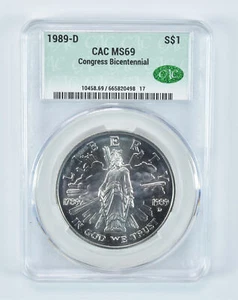 1989-D Congress Commemorative Silver Dollar MS69 CAC - Picture 1 of 5