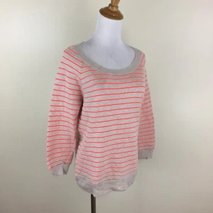 Maglione pullover MADEWELL donna tg XS beige fluo arancione a righe girocollo maglia - Foto 1 di 9