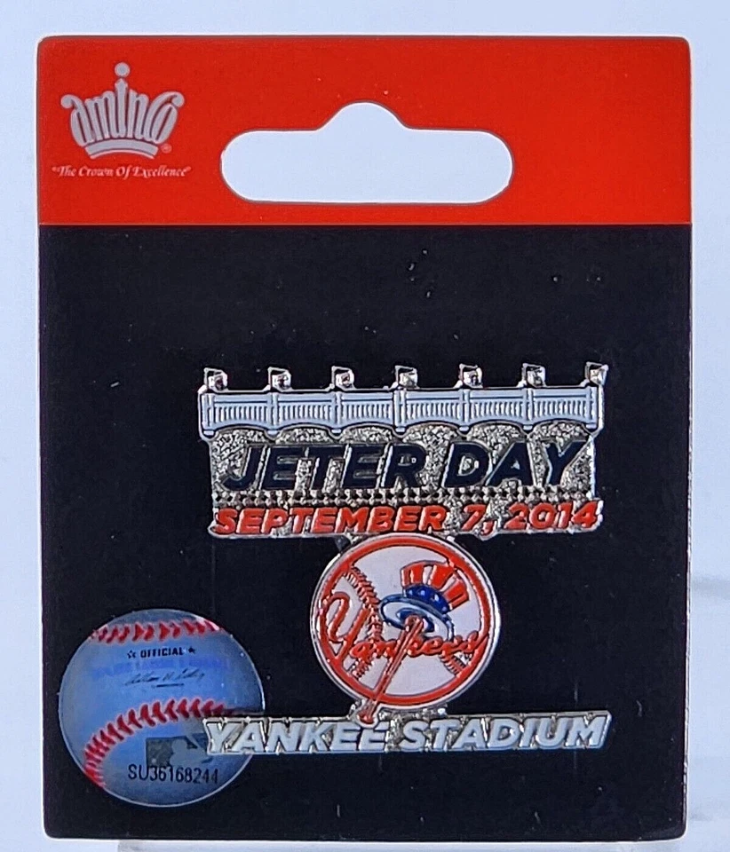 NY Yankees Logo Derek Jeter Day Pin Sept 7 2014 Yankee Stadium Frieze New York - Image 1 of 1