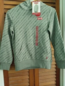 Levi’s Boy’s Graphic Logo Pullover Fleece Hoodie With Front Pocket Gray 7/8 NWT - Picture 1 of 4