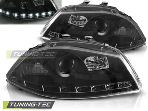 faros para SEAT IBIZA 6L 2002 2003 2004 2005 2006-2008 luz diurna negro LHD - Photo 1 sur 1