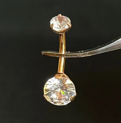 Juego de 1 puntas circonita cúbica gema titanio IP roscado interno anillo para el vientre ombligo naval Foto 1 de 4