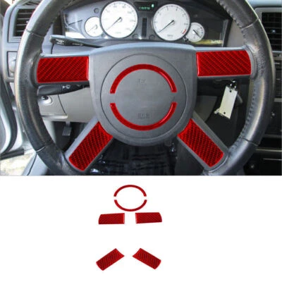 For Chrysler 300 Type A 2005-2007 Red Carbon Fiber Steering Wheel Cover Trim 6* - Imagem 1 de 4