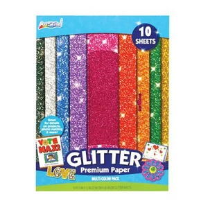 9" x 12" Glitter Paper for Arts & Crafts Assorted Colors 10 pcs Pack - Picture 1 of 3