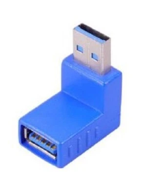 ADATTATORE CONNETTORE ANGOLO A 90 GRADI USB 3.0 MASCHIO E FEMMINA GIUNTO SPAZIO - Immagine 1 di 4