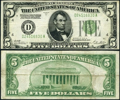 FR. 1952 D $5 1980 Federal Reserve Note Cleveland D-A Block DGS VF - Image 1 of 3