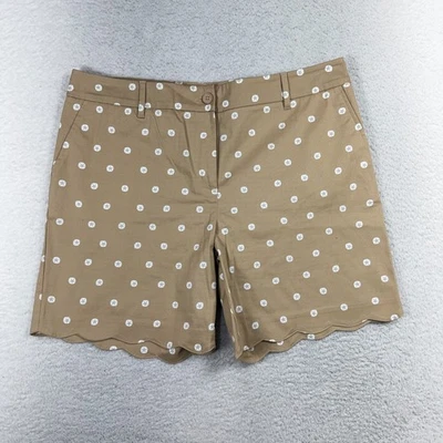 Pantalones Cortos Para Mujer Talbots Frente Plano Geométrico Tostado 16 W37.5 Chino Cintura Alta Kahki Foto 1 de 4