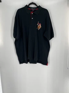 U.S. POLO ASSN men black shirt size XXL short sleeve embroidered pony rugby Y2K - Picture 1 of 9