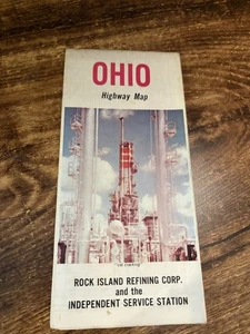 1965 Ohio Road Map Vintage Rock Island Refining gas oil Made in Indiana - Bild 1 von 3