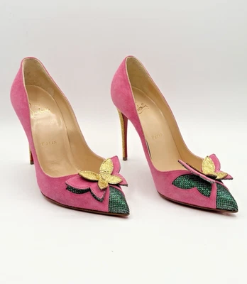 Christian Louboutin Maripop Rosa Gamuza Apliques Mariposa Tacones de aguja EU 37 Foto 1 de 4