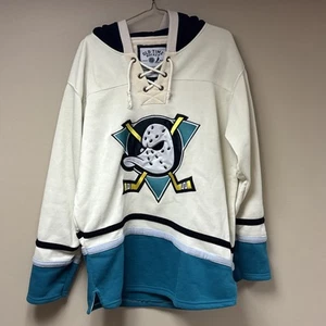 New NHL Anaheim Ducks old time Hockey Lace Up hoodie Large L - Picture 1 of 9