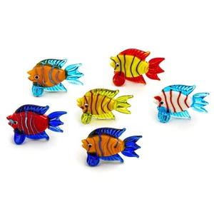Miniature Hand Blown Tropical Fish Figurine Handmade Art Glass Sea Animals Co... - Picture 1 of 6