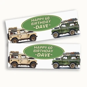 Personalised Land Rover Birthday Banner – Custom Name & Age Party Decoration - Picture 1 of 11