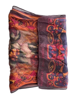 Bufanda transparente vintage Adrienne Vittadini patrón floral chal bohemio multicolor Foto 1 de 4