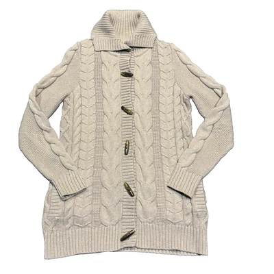 Cárdigan de pescador tejido con cable LL Bean pequeño grueso tejido suéter navideño Foto 1 de 4