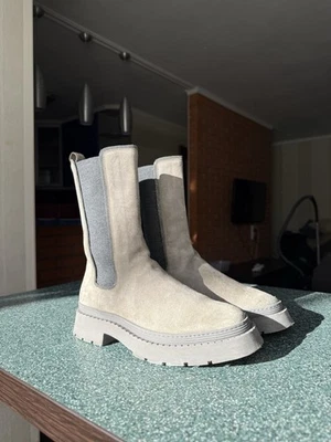 Brunello cucinelli Elastic Panel Suede Leather Monili Boots Size 37 — 第 1/4 张图片