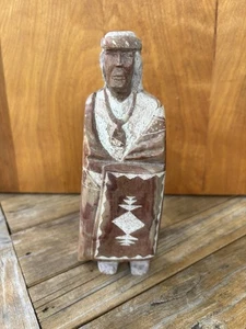 Amerikanische Ureinwohner signierte geschnitzte Steinfigur Skulptur Statue 7 3/4" Fred Harvey - Bild 1 von 13
