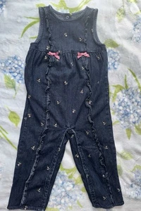Mameluco vaquero vintage Gymboree niña pequeña 3t floral bordado lazo general - Imagen 1 de 6
