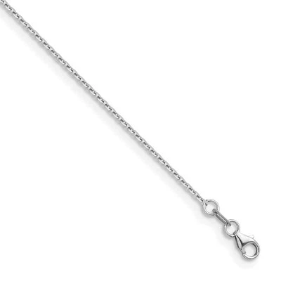 18K White Gold Polished & Diamond-cut 1.3mm Solid Flat Cable Chain Necklace 18" - Image 1 of 4