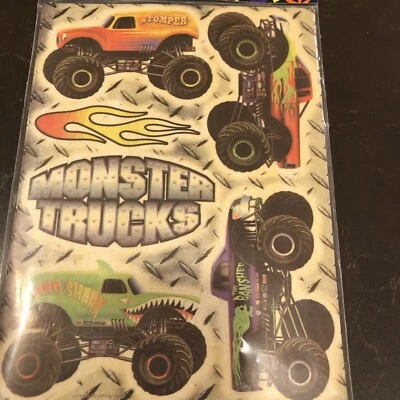 12 sheets Mudslinger Monster Truck STICKERS Birthday Party Favors Supplies - Image 1 of 3