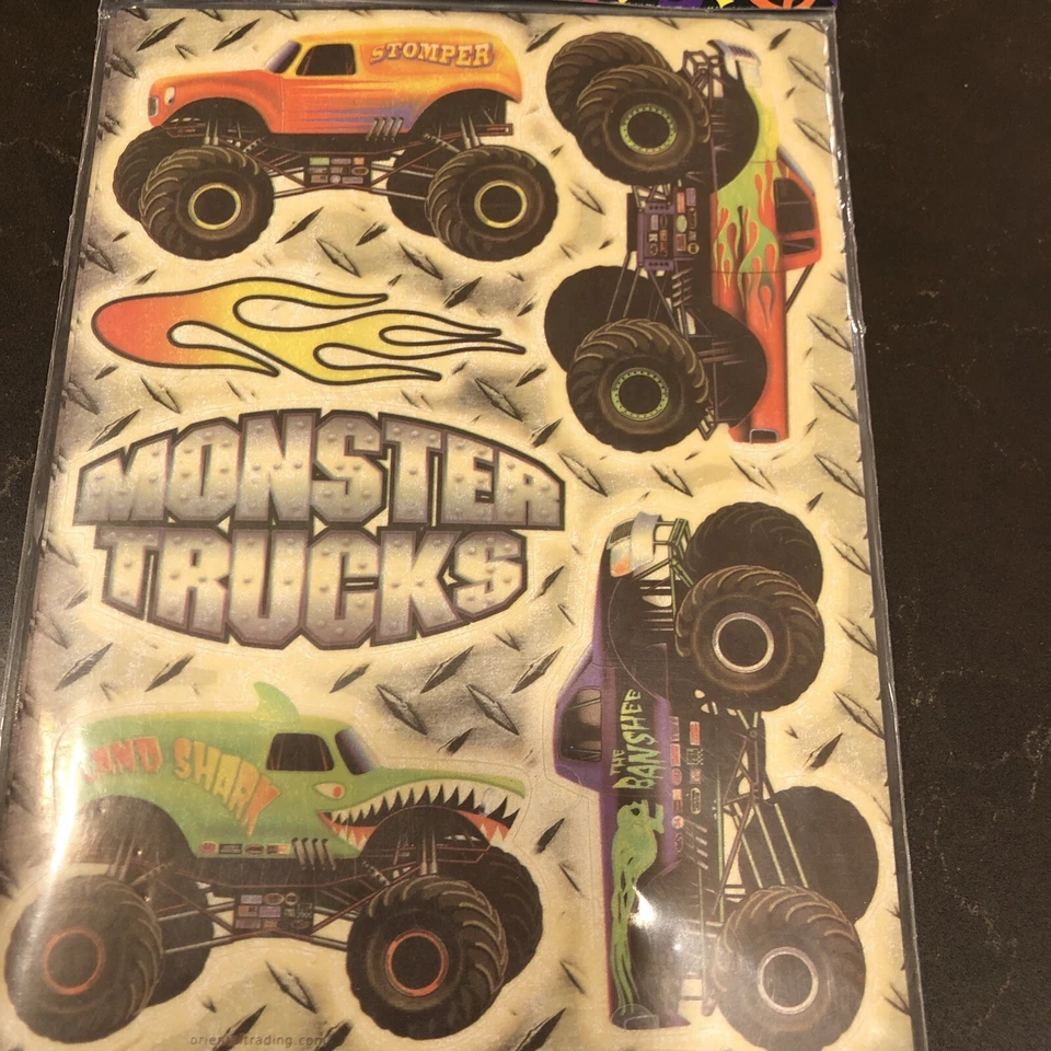 12 sheets Mudslinger Monster Truck STICKERS Birthday Party Favors Supplies - Image 1 of 3