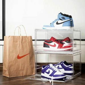 Magnetic Shoe Storage Box - Drop Side Clear Sneaker Stackable Container (1381) - Picture 1 of 9