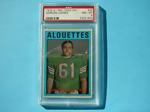 1972 O-PEE-CHEE CFL FOOTBALL CARD #22 GORDON JUDGES PSA 8 NM/MINT SHARP+ '72 OPC - Picture 1 of 2