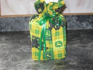 John Deere Tractor Green & Yellow Cotton Fabric Handmade square Tissue Box Cover