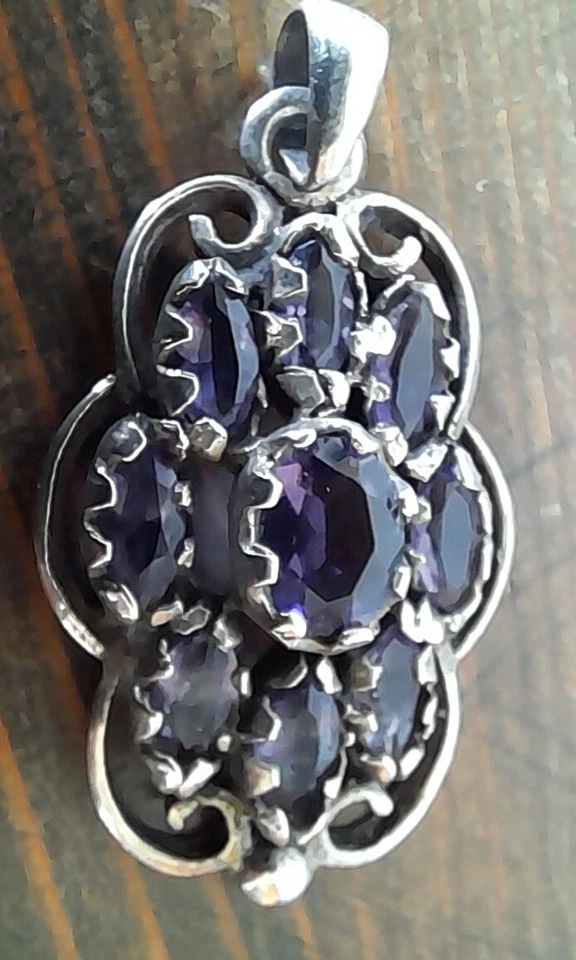 CIONDOLO PENDENTE VINTAGE AMETISTA NOVE PIETRE #ARMONIA#  ARGENTONE DONNA  - Immagine 1 di 4