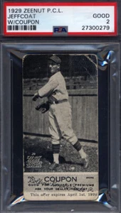 1929 Zeenut Pacific Coast League mit Coupon Jeffcoat Oakland PSA 2 - Bild 1 von 2