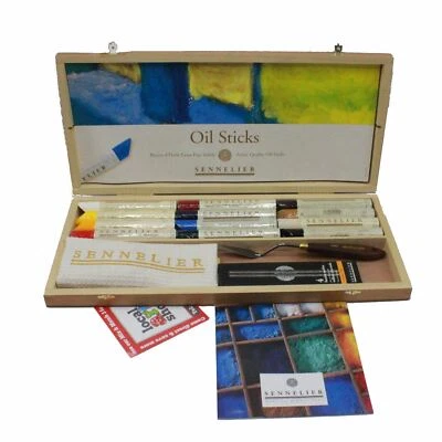 Sennelier oil sticks artists oil paint bars 12 x 38ml wooden set professional - Image 1 of 4