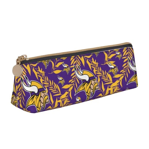 Minnesota Vikings Leather Triangle Pencilcase PVC Storage Bag Cosmetic Bags Cover