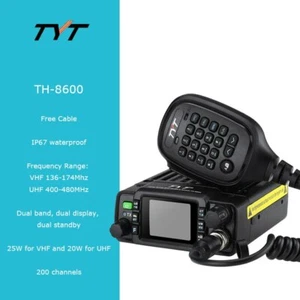 TYT TH-8600 Dual Band Mini IP67 Mobile Transceiver Waterproof Car Radio 2M/70CM - Zdjęcie 1 z 7