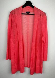 Alfani Cardigan Sweater Womens Size 3X Salmon 3/4 Sleeve Open Knit Linen Blend - Picture 1 of 9