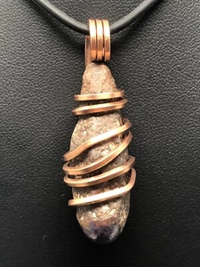 Natural Ruby-Sapphire Copper Wrap Pendant Polished Healing Crystal India - Picture 1 of 4