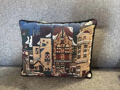 Vintage Christmas Dept 56 Dickens Village Tapestry Pillow Fagin Counting House - Image 1 of 4
