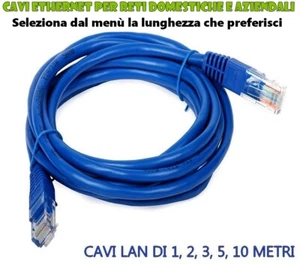 Cavi Ethernet LAN RJ-45 8P8C e connettore pressofuso da 1 - 2 - 3 - 5 - 10 Metri - Foto 1 di 7