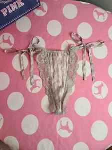 Rare Vtg Victoria's Secret 100% Silk Side Tie Thong Panty Size M - Picture 1 of 7