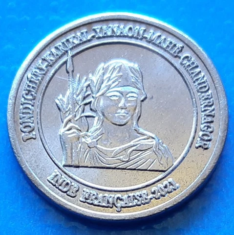 French India Pondichéry ¼ Anna 2021 UNC unusual coinage Cover