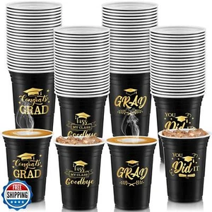 Yinder 120 Pcs Disposable Graduation Party Plastic Cups, 16 oz Graduation Dec - Picture 1 of 5